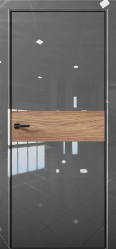 Дверь межкомнатная Платина Pt 5 Crystall Gray AL Black Edition Дуб Натуральный