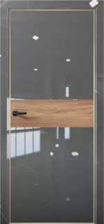 Дверь межкомнатная Платина Pt 5 Crystall Gray AL Gold Edition Дуб Натуральный