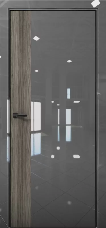 Дверь межкомнатная Платина Pt 6 Crystall Gray AL Black Edition Дуб Миндаль