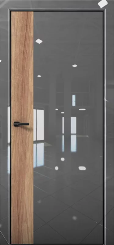 Дверь межкомнатная Платина Pt 6 Crystall Gray AL Black Edition Дуб Натуральный